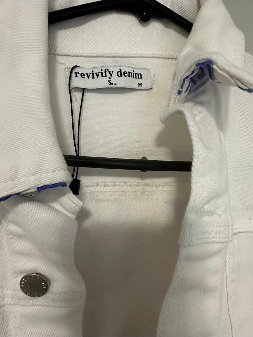 White denim jacket upgraded with Chanel scarf on the back